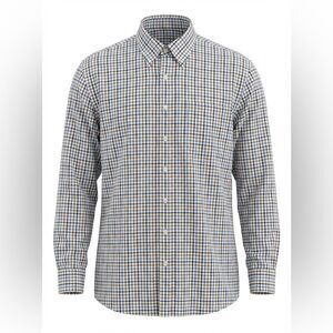 Peter Millar Men's Blue and White Checkered Shirt size XL. Folds of Honor